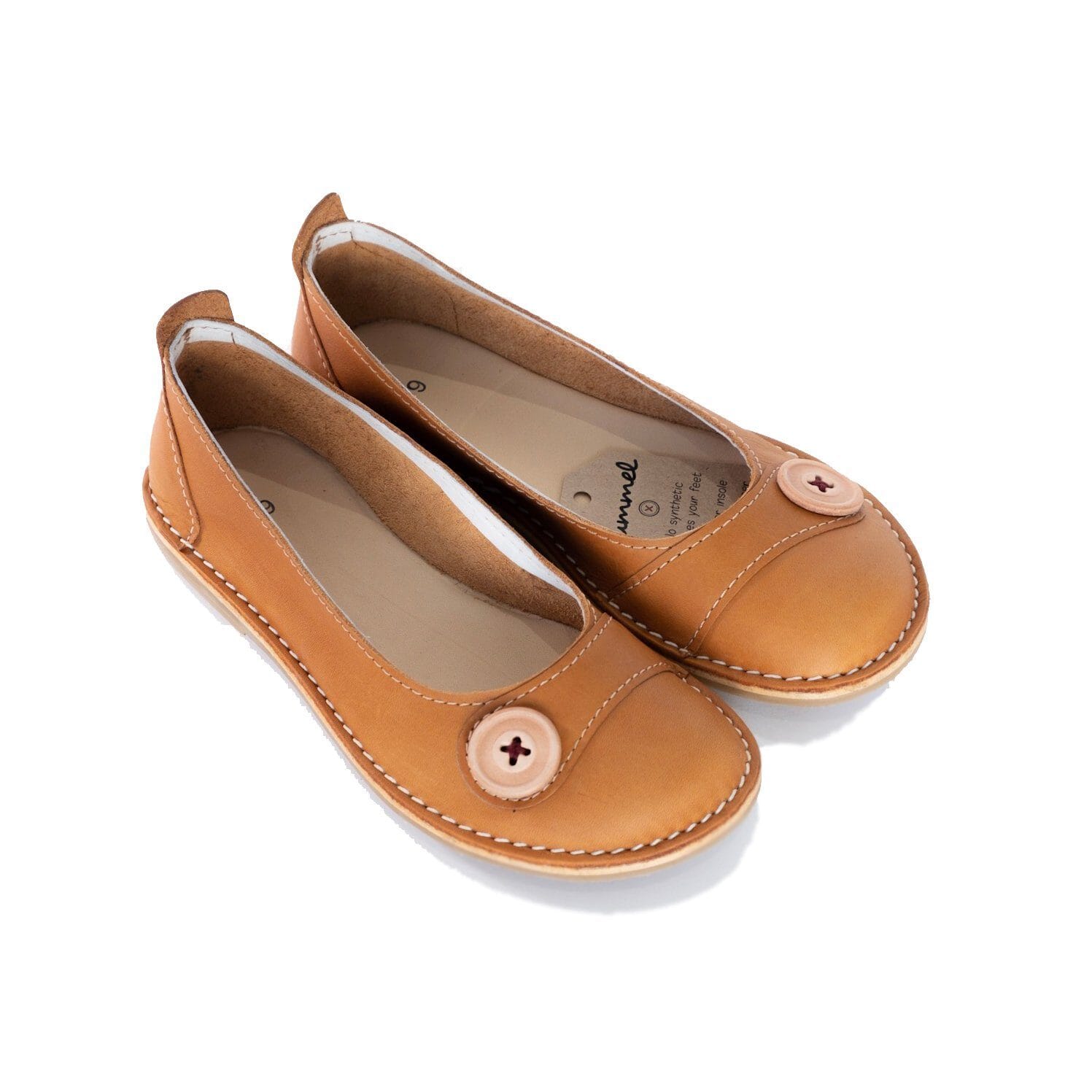 Bummel Zuri Leather Ballerina Shoe - Namib Shoes Bummel 2 button