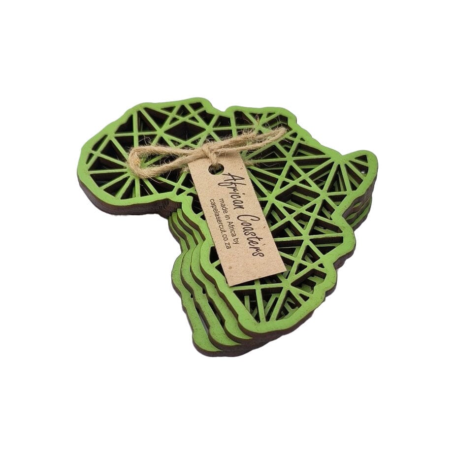 Cape Lasercut Africa Map Coaster Sets Tableware Cape Lasercut green