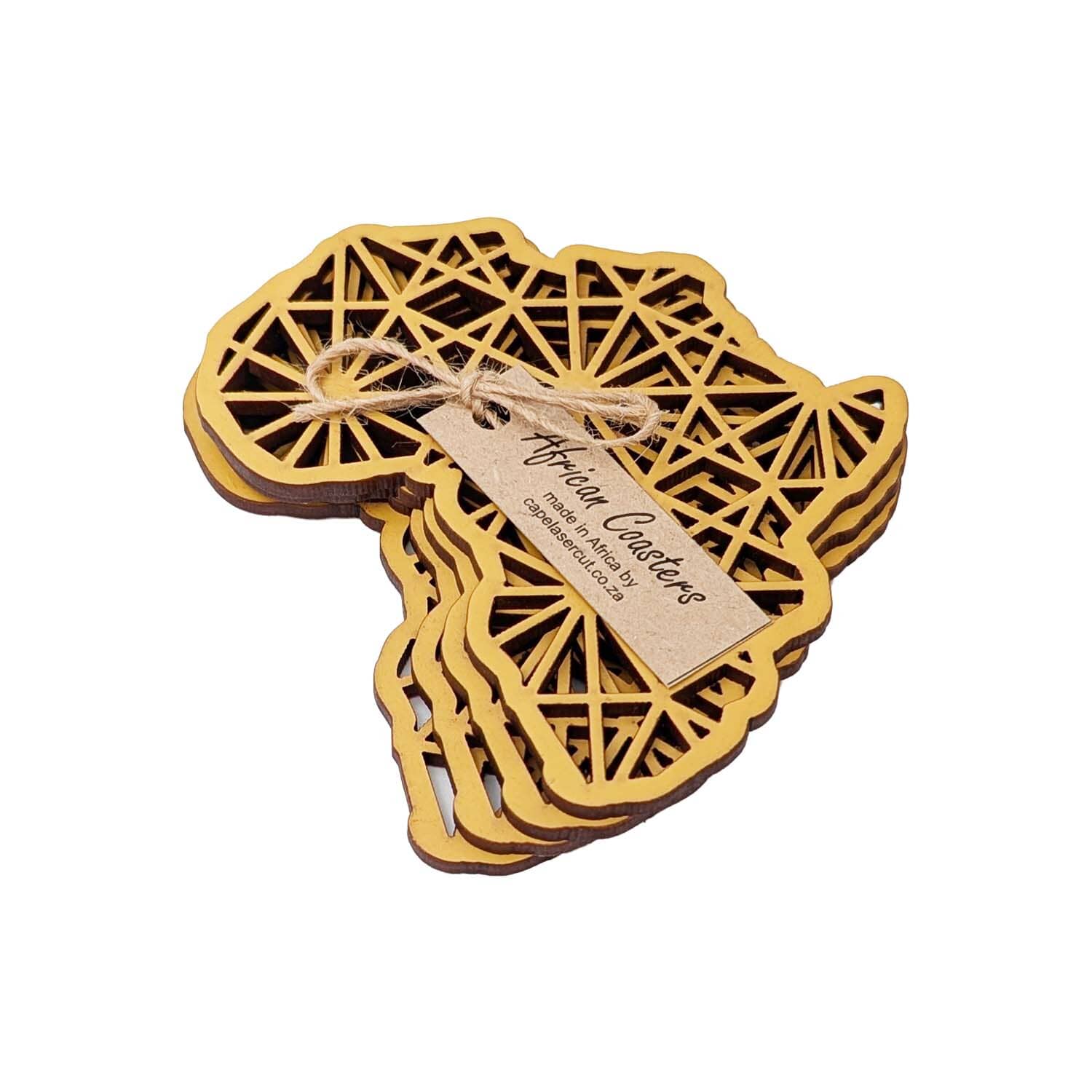Cape Lasercut Africa Map Coaster Sets Tableware Cape Lasercut yellow
