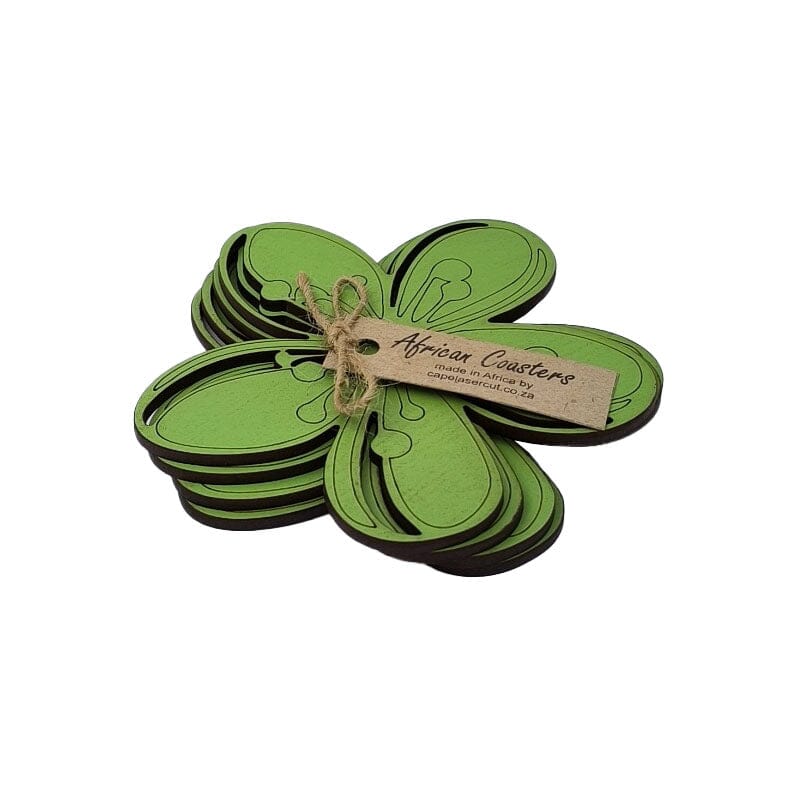 Cape Lasercut African Iris Coaster Sets Tableware Cape Lasercut green