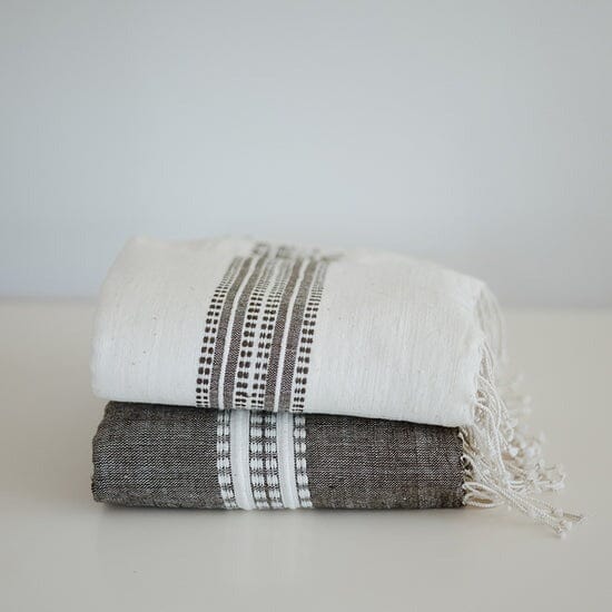 Ecru Adwa Woven Bath Towel - Granite Bathroom Accessories Ecru