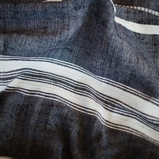 Ecru Adwa Woven Bath Towel - Navy Bathroom Accessories Ecru navy/natural