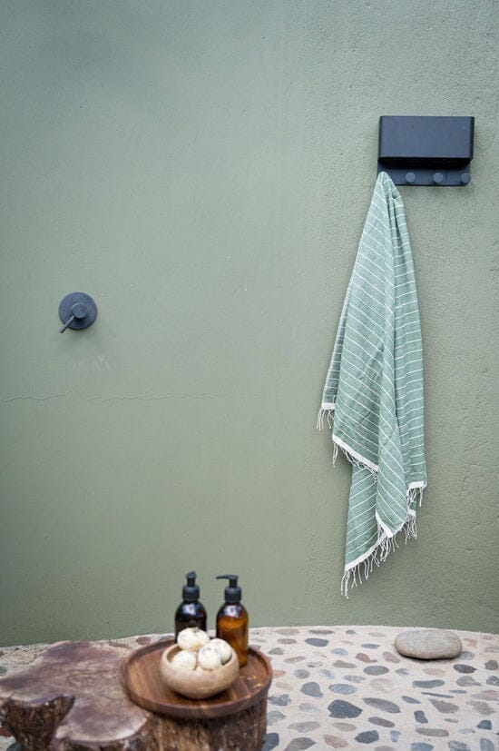 Ecru Pinstripe Woven Bath Towel - Go Green Bathroom Accessories Ecru