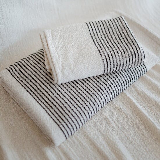 Ecru Skaap Woven Bath Towel - Charcoal Bathroom Accessories Ecru