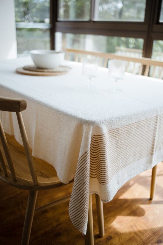 Ecru Skaap Woven Tablecloth - Mustard Kitchen Textiles Ecru
