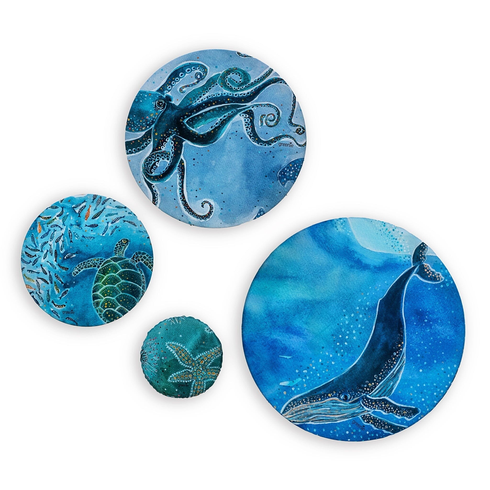 Greenie Food Covers 'Save our Ocean' Set of 4 Food Storage Greenie