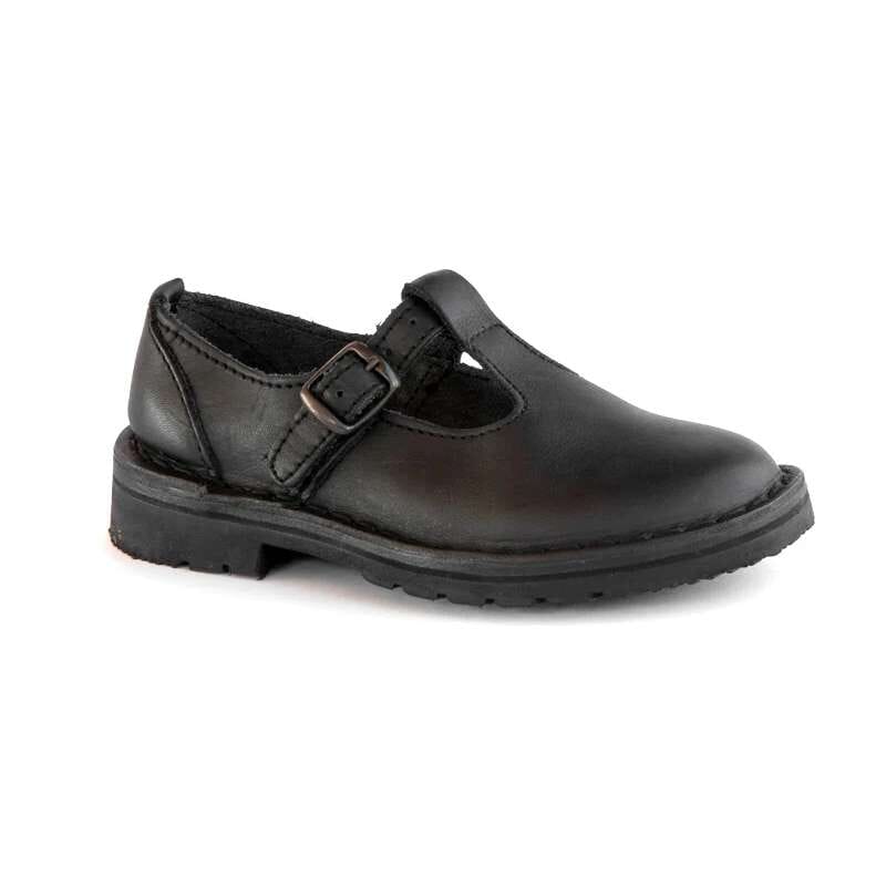 Groundcover Kids T-Bar School Shoe - Black Shoes Groundcover