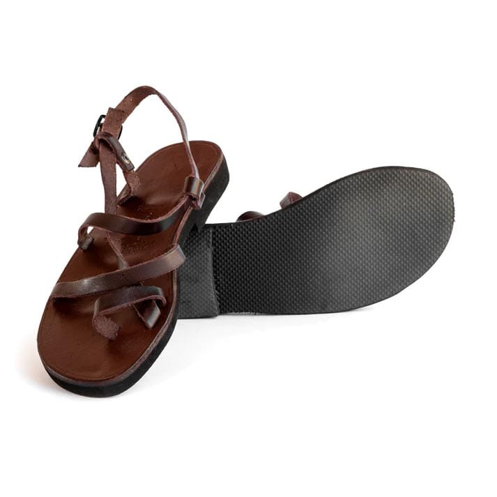 Groundcover Ladies Brown Toe-Strap Leather Sandal Sandals Groundcover