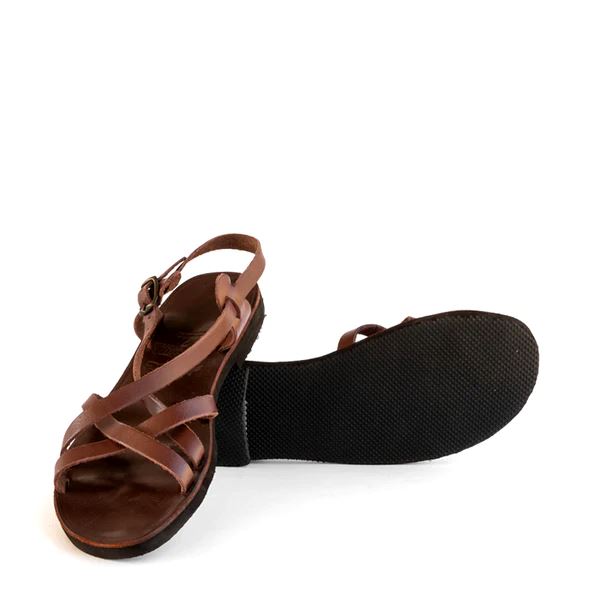 Groundcover Ladies Sandy Leather Sandal - Brown Sandals Groundcover