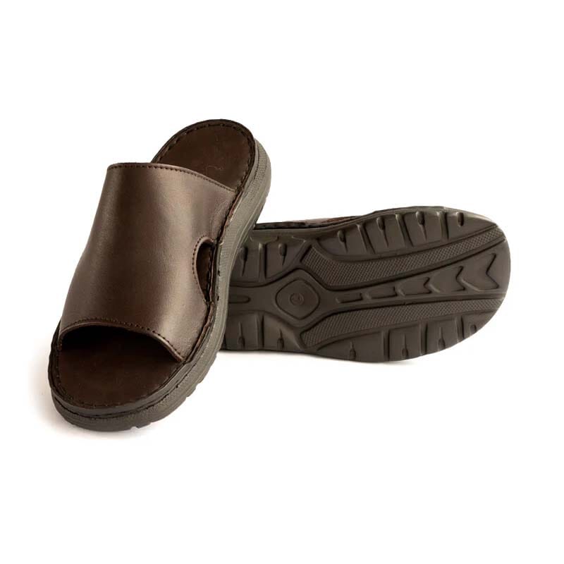 Groundcover Mens Mule Leather Sandal - Brown Sandals Groundcover