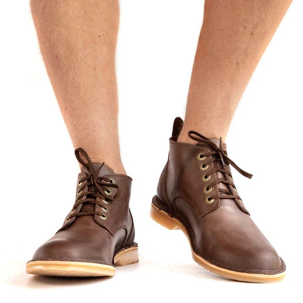 Groundcover Thuli Mens Leather Shoes - Brown Boots Groundcover
