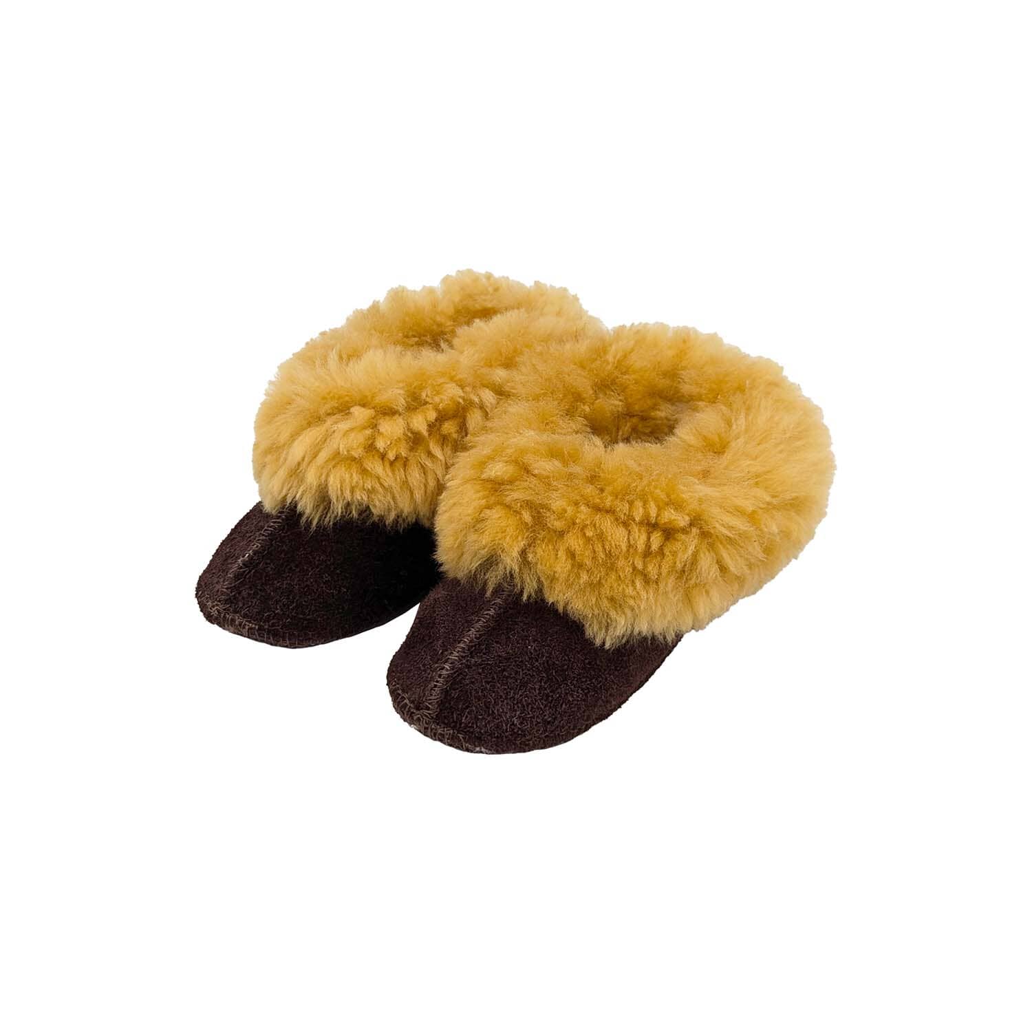 Karu Baby Cosy Sheepskin Slippers - Choc/Gold Slippers Karu Slippers