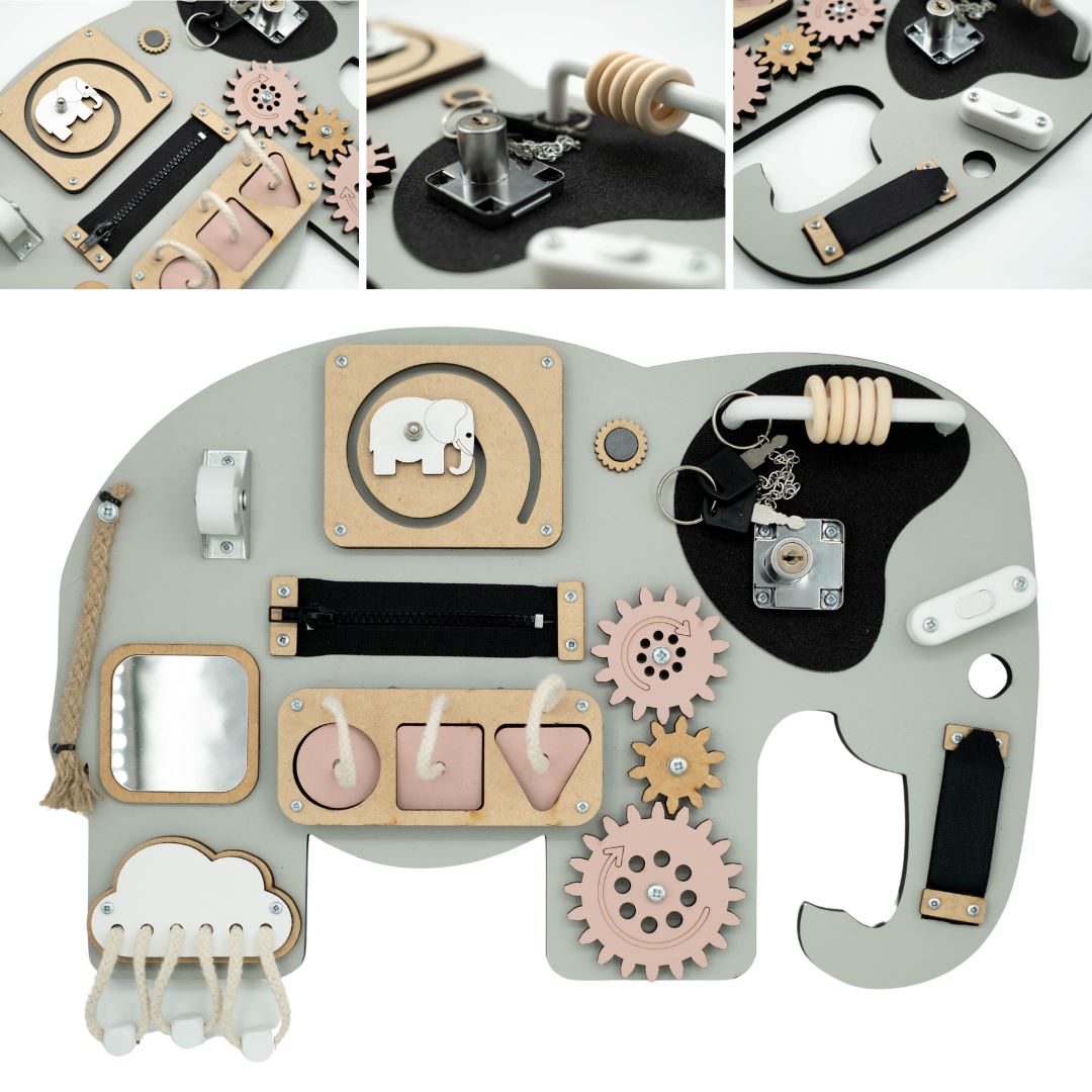 Kiani Small Elephant Activity Board Toys Kiani Originals pink