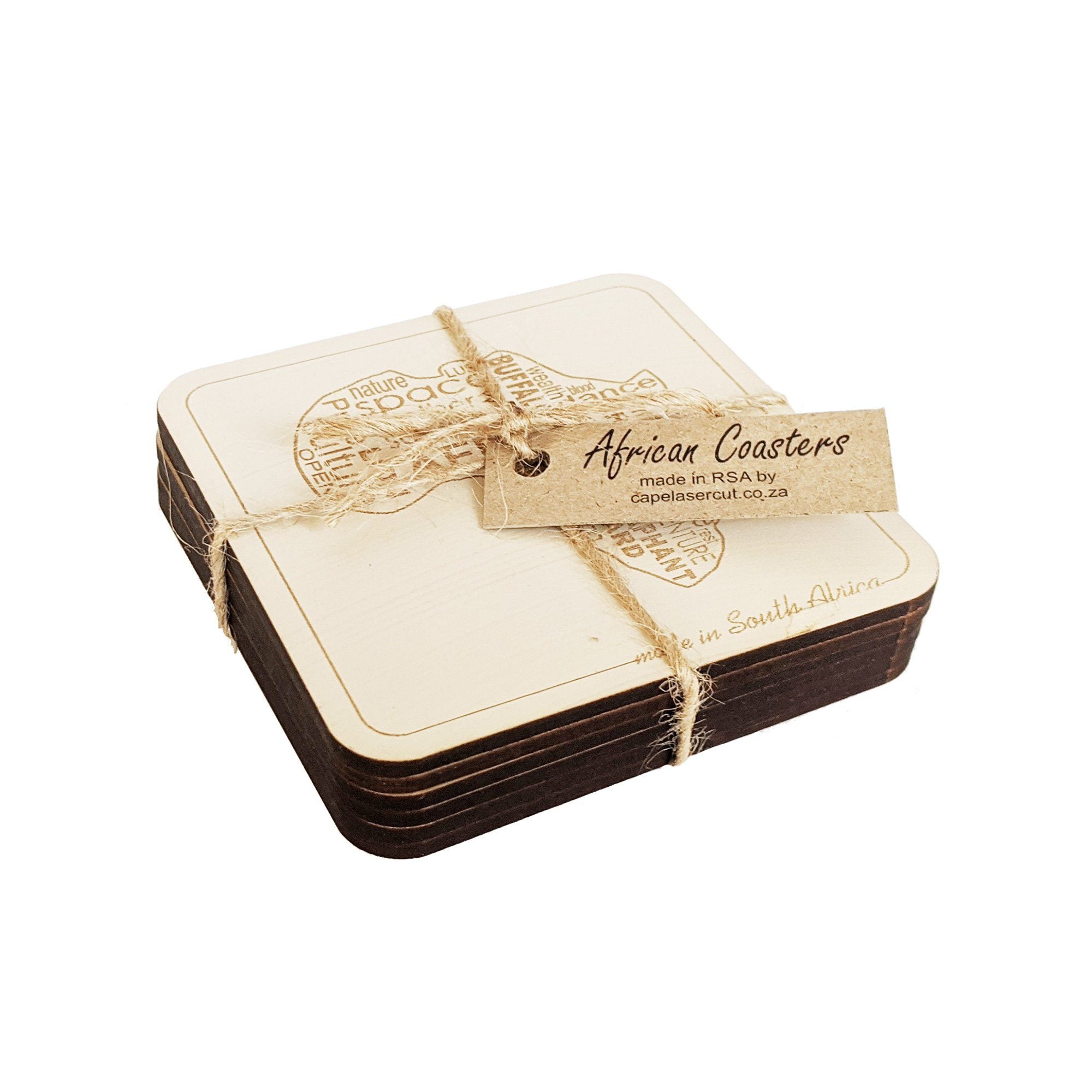 Cape Lasercut African Big-5 Coaster Set Tableware Cape Lasercut