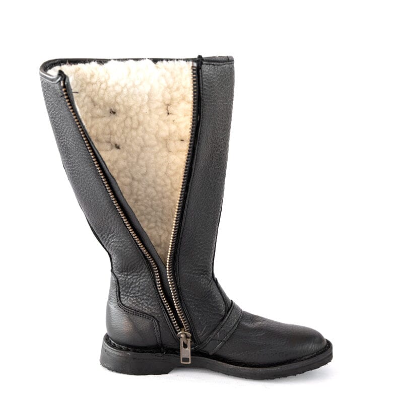 Groundcover Alpine Ladies Black Long Wool Boots Boots Groundcover