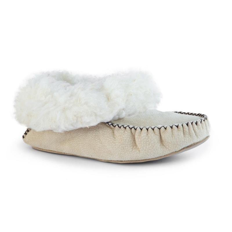 Groundcover Beige Sheepskin & Wool Moccasin Slippers Slippers Groundcover