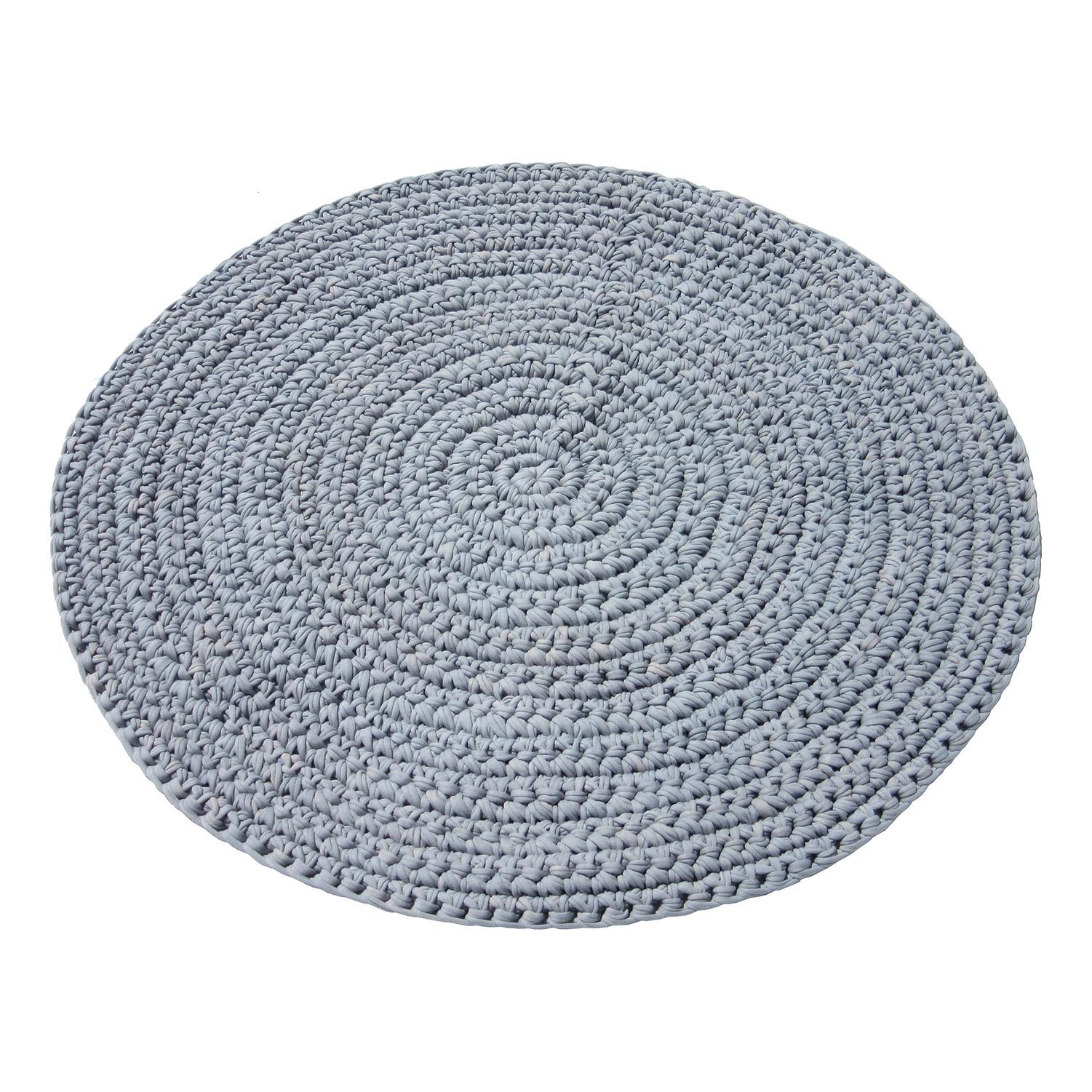 H18 Cotton Crochet Round Mats Rugs & Mats H18 Foundation Light Grey 80cm