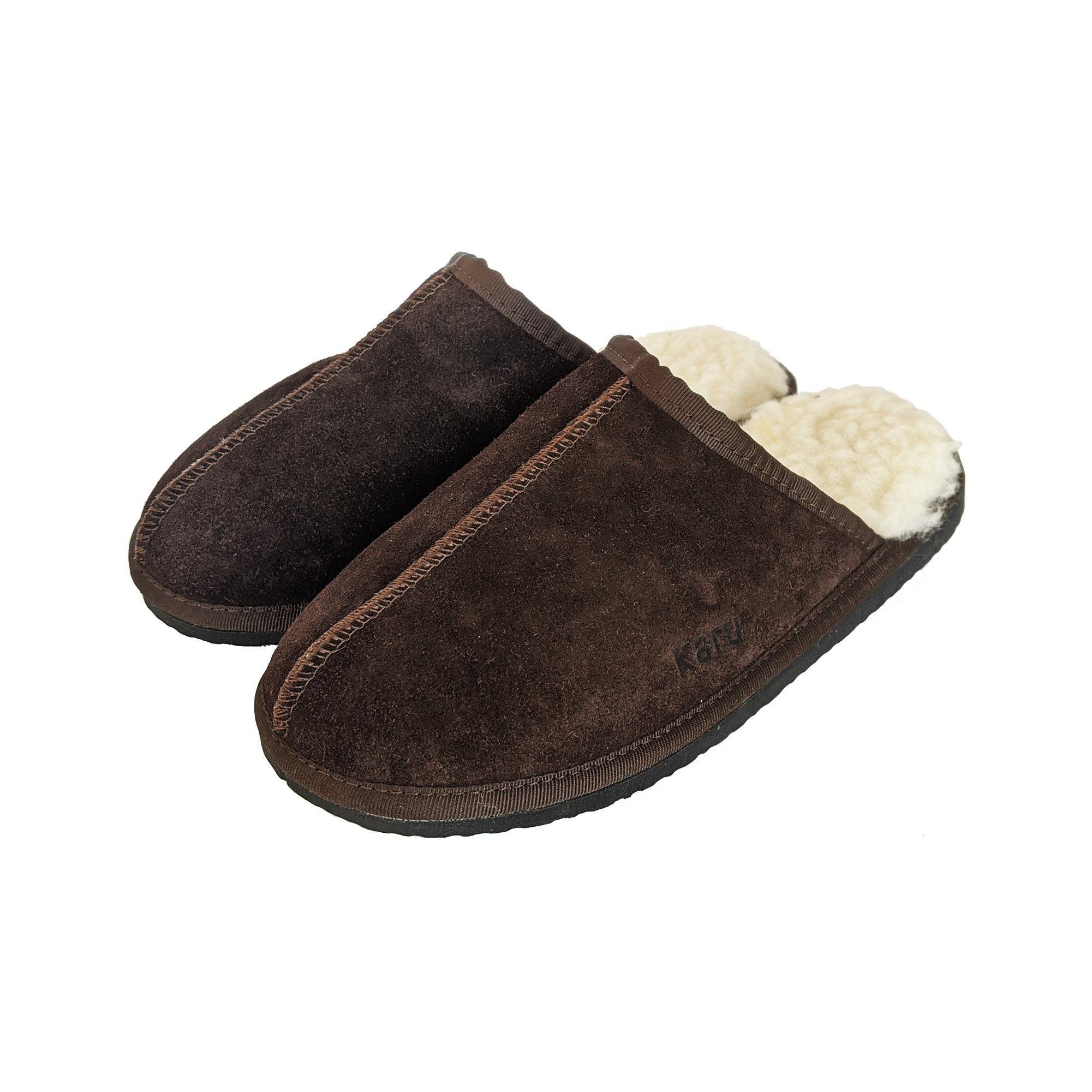 Karu Mule Choc Brown Suede & Wool Slippers Slippers Karu Slippers