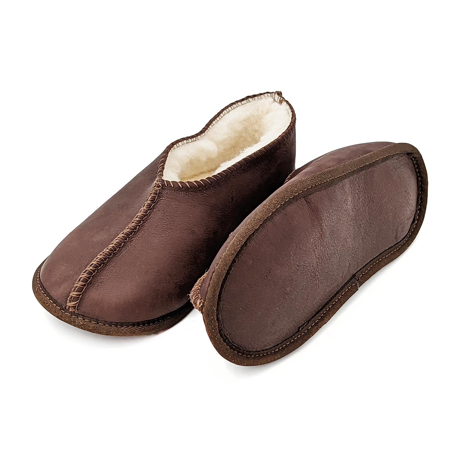 Karu Shloffy Choc Brown Leather & Wool Soft-Sole Slippers Slippers Karu Slippers