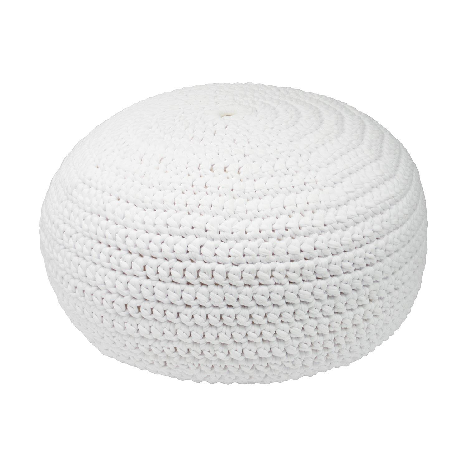 Made by Artisans White Cotton Crochet Floor Pebble Ottomans & Floor Pebbles Made by Artisans