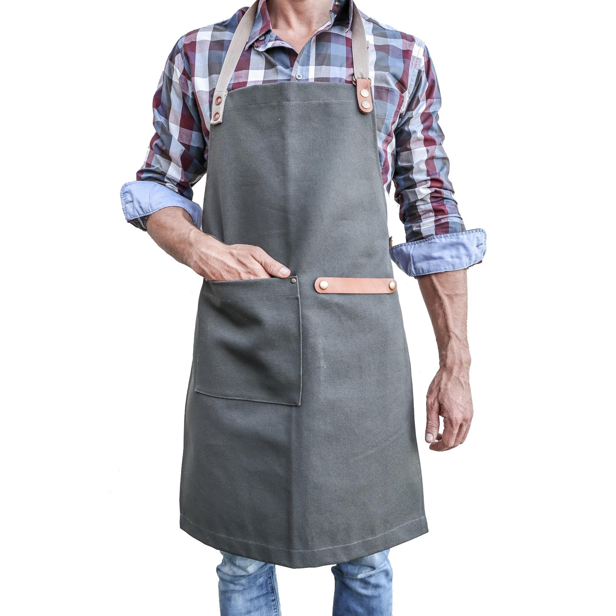 PdJ Cotton Canvas & Leather Aprons Aprons Pieter de Jager Grey