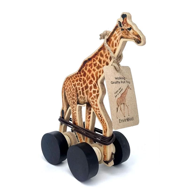 Envirokid Giraffe Wooden Pull Toy Toys Envirokid 