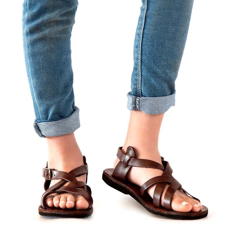Groundcover Kids Sandy Leather Sandal - Brown Sandals Groundcover 