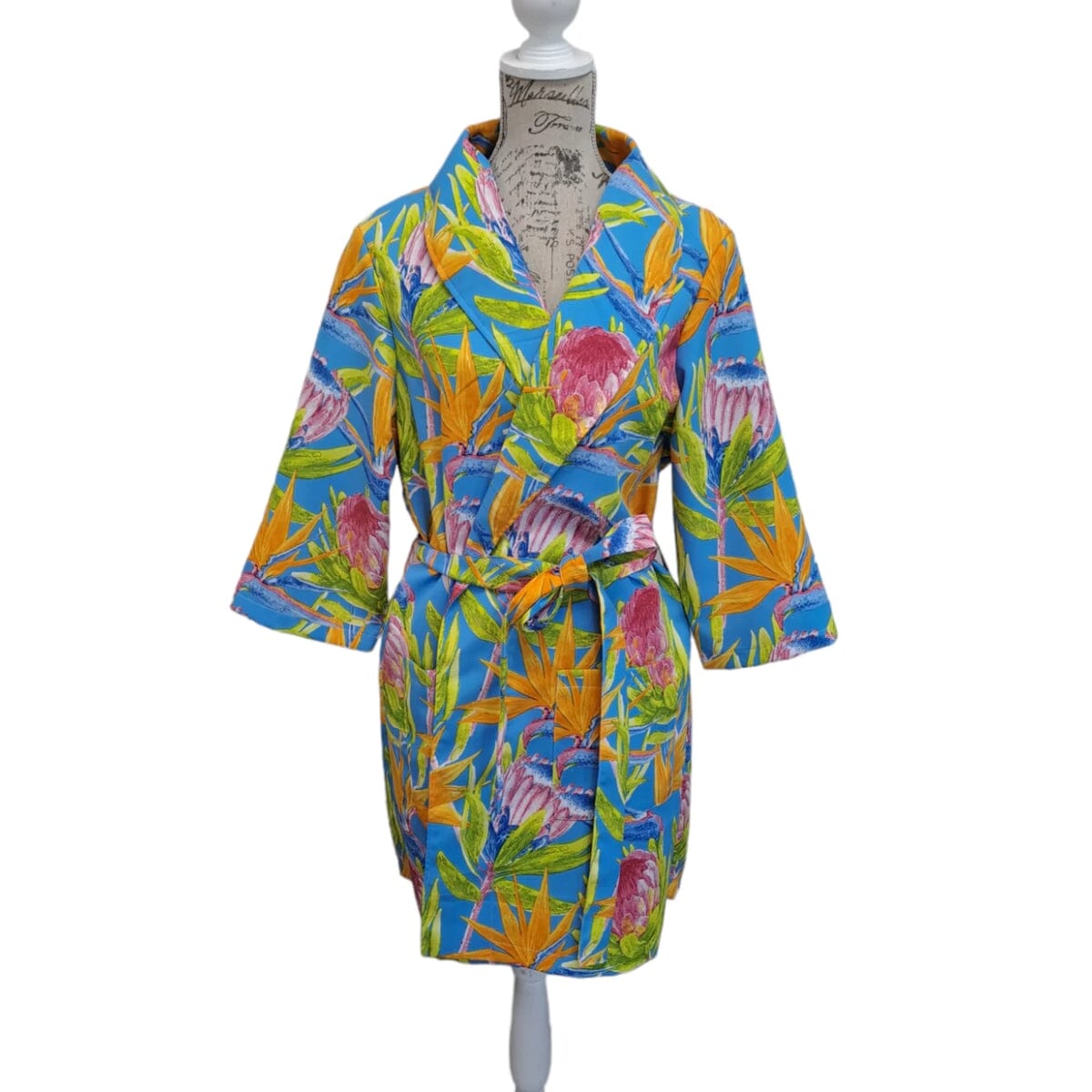Tradishnal Ladies Printed Gowns Sleepwear TraDishNal Blue Strelitzia small / medium 