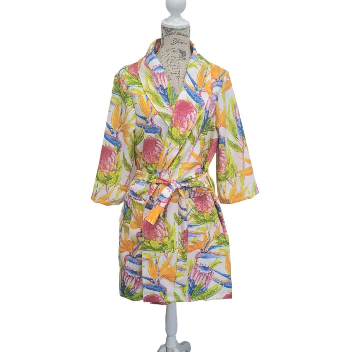 Tradishnal Ladies Printed Gowns Sleepwear TraDishNal White Strelitzia small / medium 