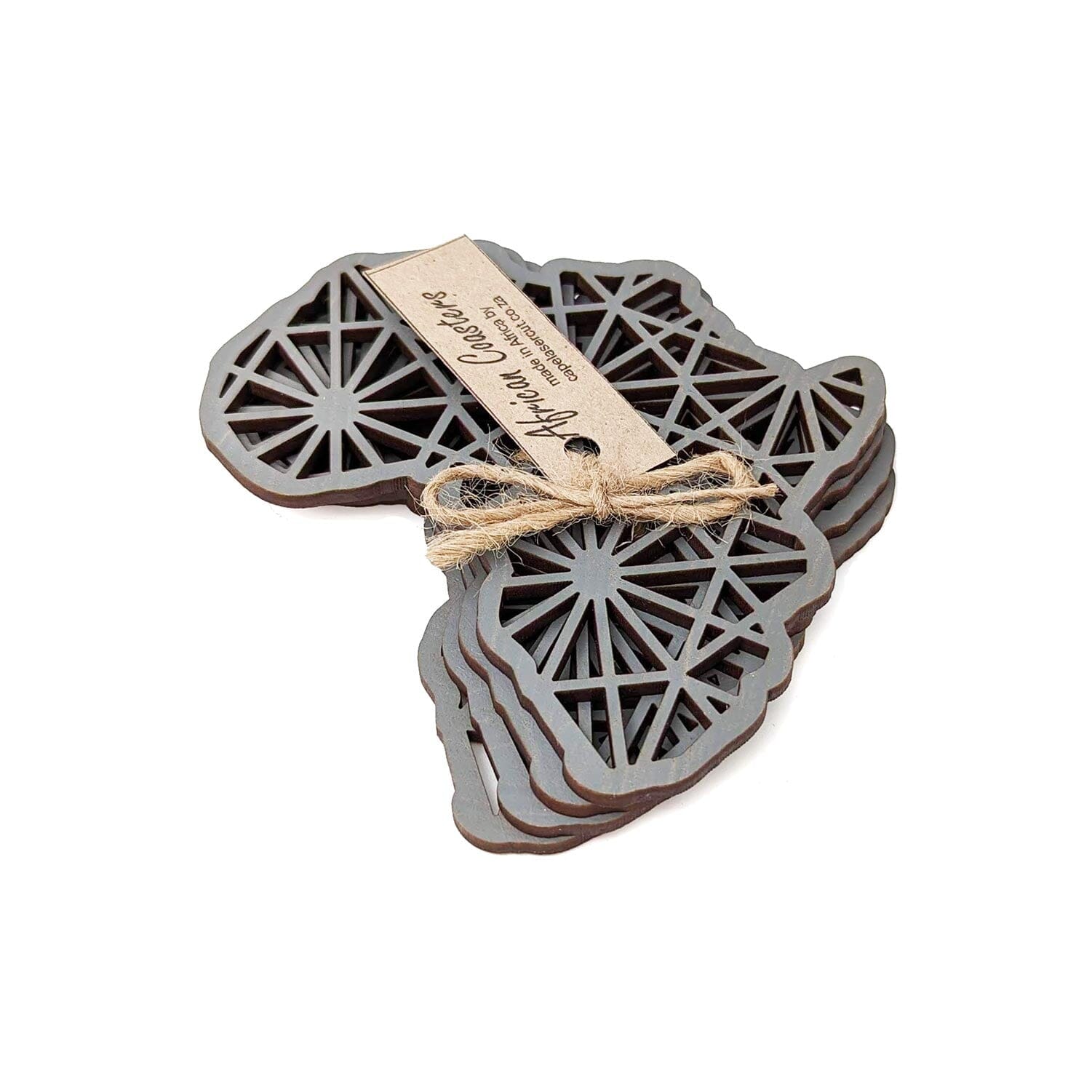 Cape Lasercut Africa Map Coaster Sets Tableware Cape Lasercut charcoal 
