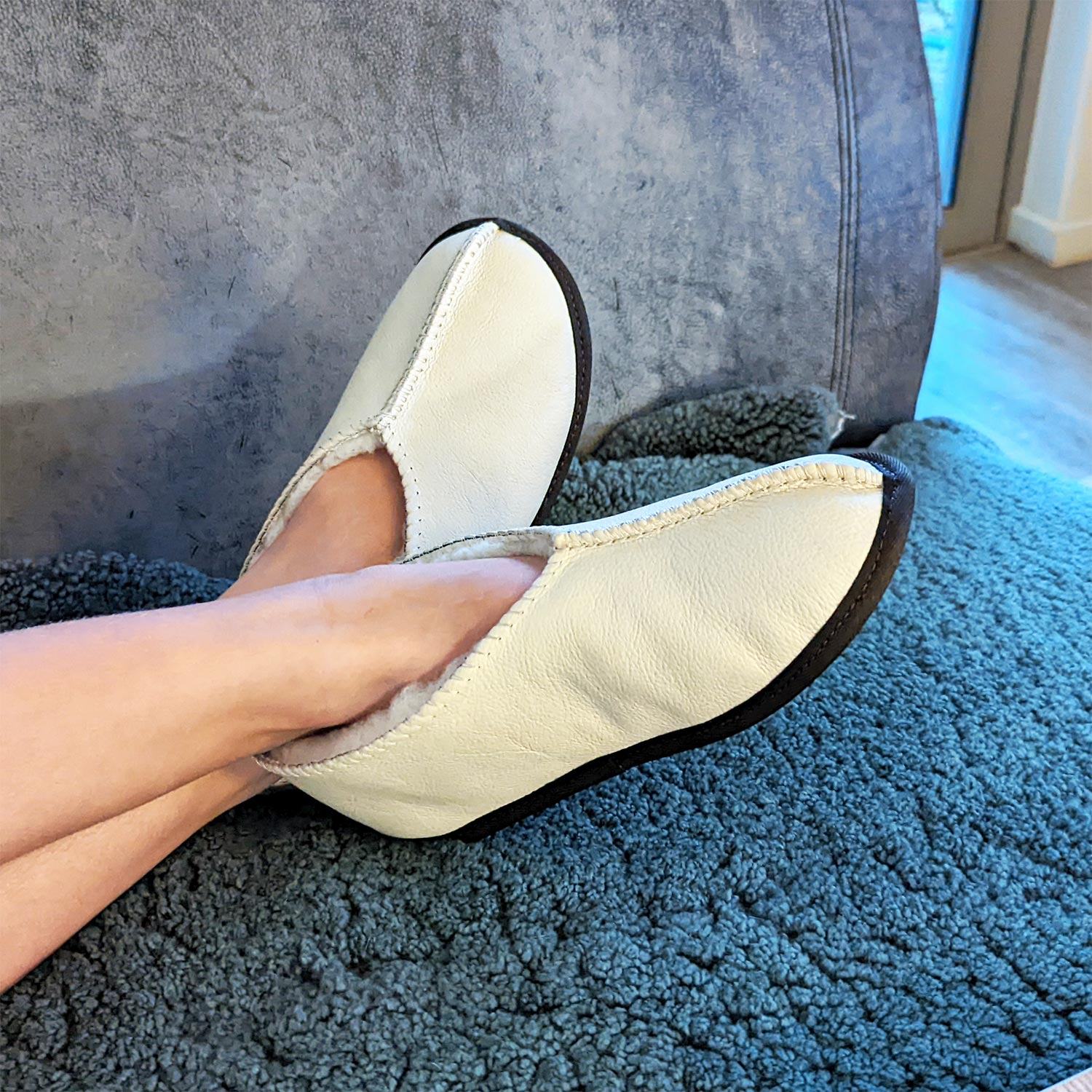 Karu Shloffy Sand Leather & Wool Soft-Sole Slippers Slippers Karu Slippers 