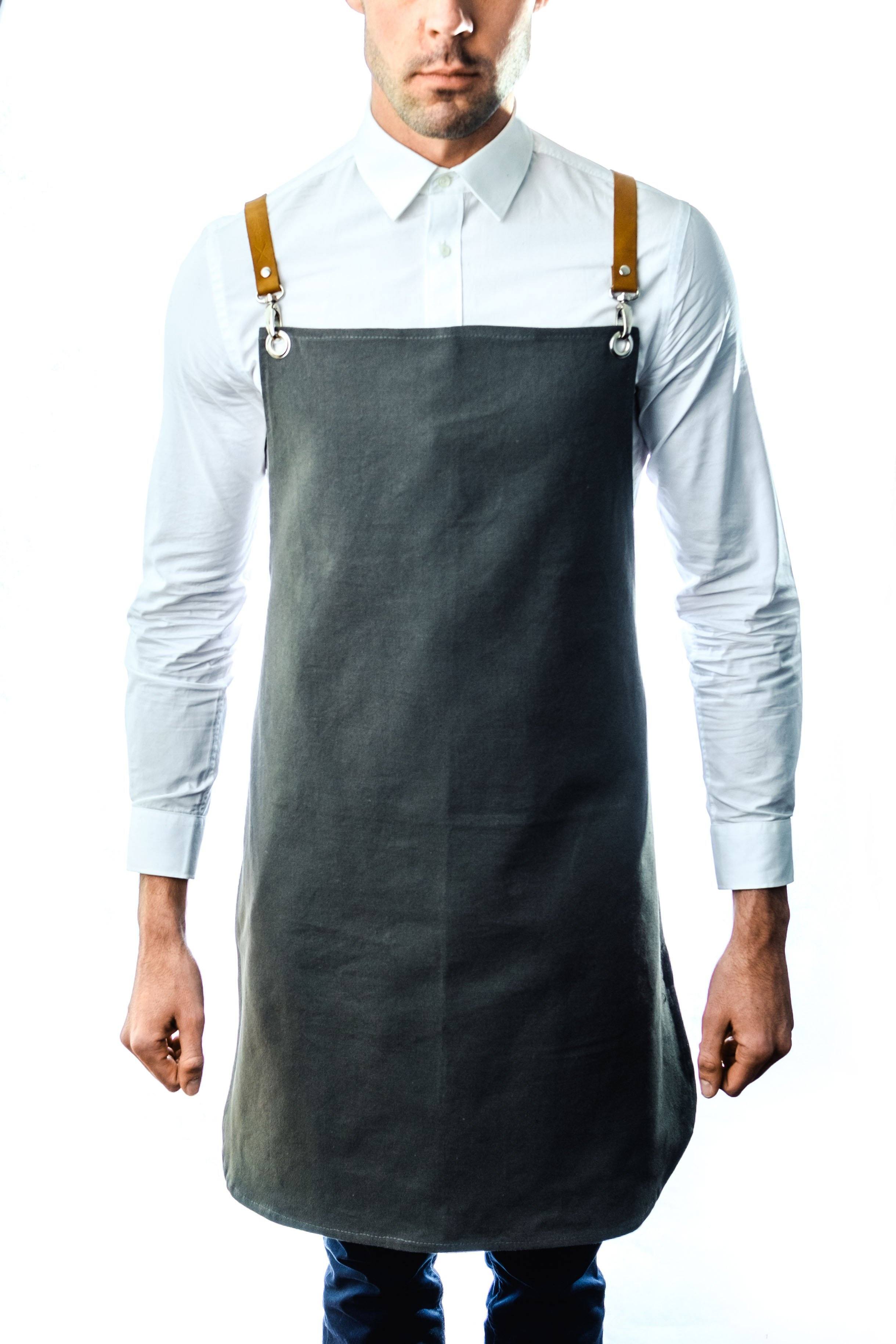 Major John Cotton Canvas Aprons Aprons Major John Medium Charcoal Tan